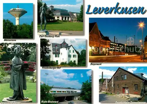 AK / Ansichtskarte Leverkusen Bayerkreuz Wasserturm Japinscher Garten Leverkusen