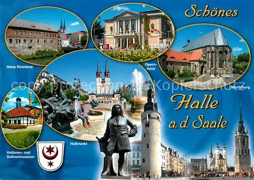 AK / Ansichtskarte Halle_Saale Hallmarkt Moritzburg Opernhaus Denkmal Halle_Saale
