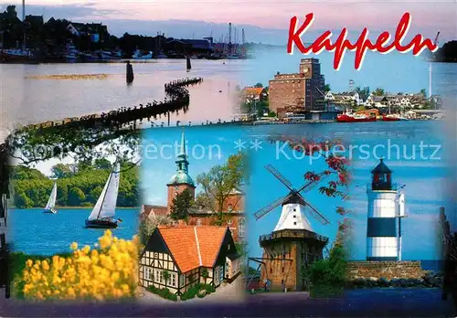 AK / Ansichtskarte Kappeln_Schlei Leuchtturm Kirche Segelboote Kappeln_Schlei