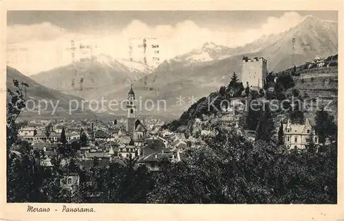 AK / Ansichtskarte Merano_Suedtirol Panorama mit Texelgruppe Merano Suedtirol