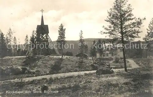 AK / Ansichtskarte Bjoerksele Klockstapel ech Skola Glockenturm Schule 