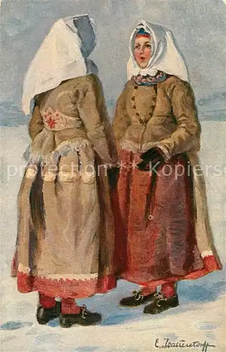 AK / Ansichtskarte aeppelbo_Socken Nordiska museet Kyrkdraekt Trachten Kuenstlerkarte 