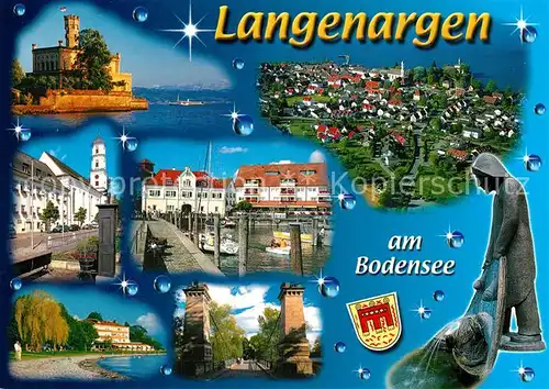AK / Ansichtskarte Langenargen_Bodensee Burg Hafen Denkmal Stadtansicht Langenargen Bodensee