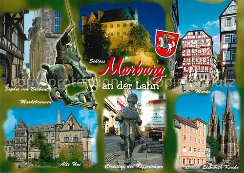 AK / Ansichtskarte Marburg_Lahn Elisabethkirche Alte Uni Schloss Marburg_Lahn