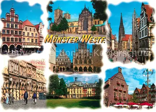 AK / Ansichtskarte Muenster_Westfalen Rathaus Marktplatz Kirche Muenster_Westfalen