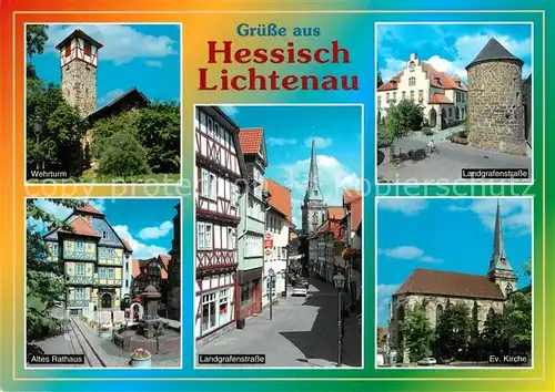 AK / Ansichtskarte Hessisch_Lichtenau Altes Rathaus Wehrturm Kirche Hessisch Lichtenau