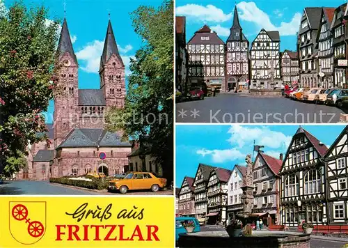 AK / Ansichtskarte Fritzlar Fachwerk Kirche Brunnen Fritzlar