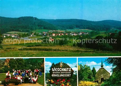 AK / Ansichtskarte Weschnitz Panorama Kirche Volkstanzgruppe Weschnitz