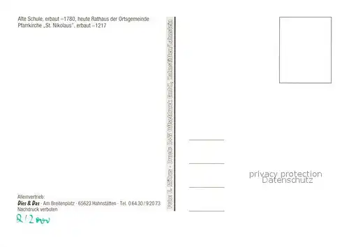 AK / Ansichtskarte Hahnstaetten Alte Schule Rathaus Pfarrkirche Sankt Nikolaus Hahnstaetten
