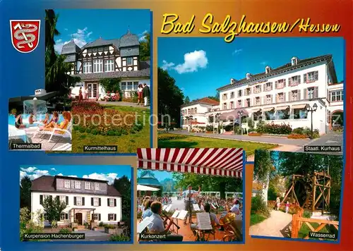 AK / Ansichtskarte Bad_Salzhausen Thermalbad Kurmittelhaus Kurhaus Kurpension Hachenburger Konzert Bad_Salzhausen