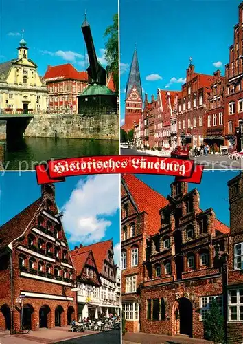 AK / Ansichtskarte Lueneburg Giebelhaeuser am Sande Alter Hafen Kran Kaufhaus IHK Lueneburg