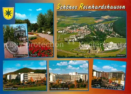 AK / Ansichtskarte Reinhardshausen Brunnenpavillon Kurpark Birkental Klinik Werner Wicker Klinik Reinhardshausen