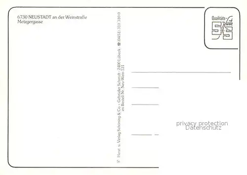 AK / Ansichtskarte Neustadt_Weinstrasse Metzgergasse Neustadt_Weinstrasse