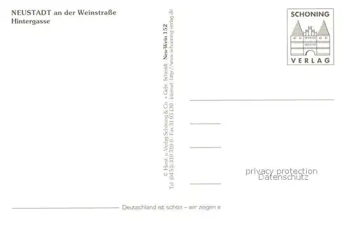 AK / Ansichtskarte Neustadt_Weinstrasse Hintergasse Neustadt_Weinstrasse