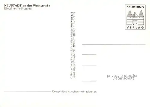 AK / Ansichtskarte Neustadt_Weinstrasse Elwedritsche Brunnen Neustadt_Weinstrasse