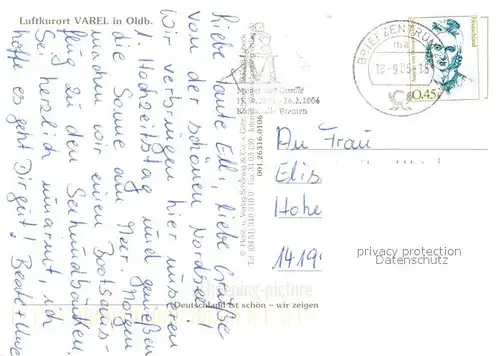 AK / Ansichtskarte Varel_Jadebusen Leuchtturm Windmuehle Hafen Denkmal Cafe Varel Jadebusen