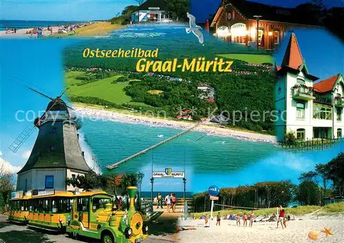 AK / Ansichtskarte Graal Mueritz_Ostseebad Windmuehle Parkeisenbahn Strand  Graal Mueritz_Ostseebad