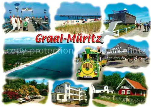 AK / Ansichtskarte Graal Mueritz_Ostseebad Strand Parkeisenbahn Seebruecke Panorama  Graal Mueritz_Ostseebad