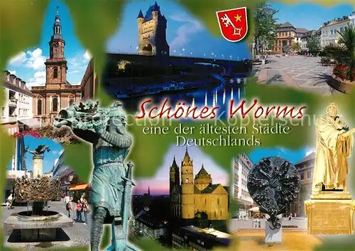 AK / Ansichtskarte Worms_Rhein Dom Denkmal Brunnen Lutherdenkmal Worms Rhein