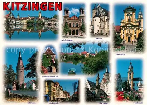 AK / Ansichtskarte Kitzingen_Main Rathaus Marktplatz Falterturm Kirche Kitzingen Main