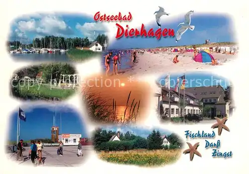 AK / Ansichtskarte Dierhagen_Ostseebad Strand Sonnenuntergang Hafen Dierhagen_Ostseebad