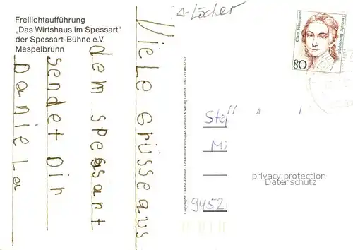 Mespelbrunn Freilichtauffuehrung Das Wirtshaus im Spessart  Mespelbrunn