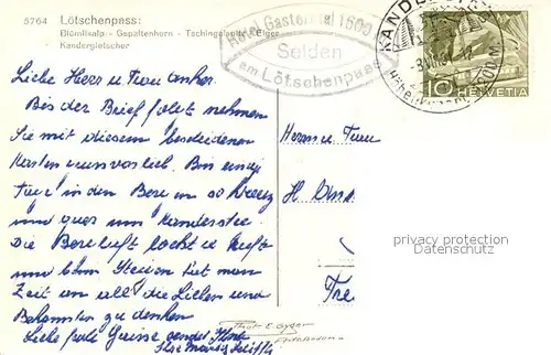 AK / Ansichtskarte Loetschenpass Bluemlisalp Gspaltenhorn Kandergletscher Loetschenpass