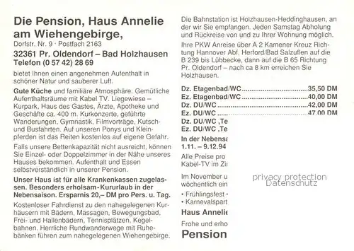 AK / Ansichtskarte Bad_Holzhausen_Luebbecke Pension Haus Annelie Garten Teich Bad_Holzhausen_Luebbecke