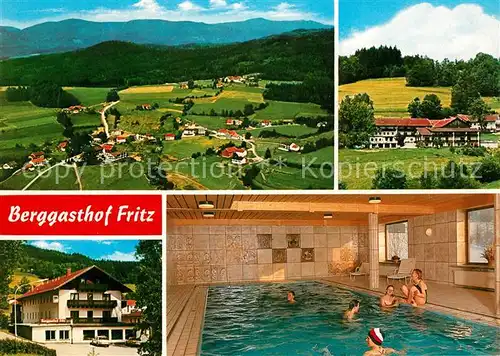 AK / Ansichtskarte Asbach_Drachselsried Berggasthof Fritz Hallenbad Bayerischer Wald Fliegeraufnahme 