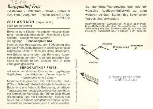 AK / Ansichtskarte Asbach_Drachselsried Berggasthof Fritz Hallenbad Bayerischer Wald Fliegeraufnahme 