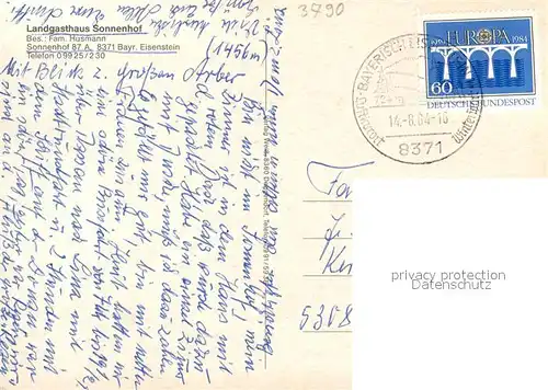 AK / Ansichtskarte Bayerisch_Eisenstein Landgasthaus Sonnenhof Bayerischer Wald Bayerisch_Eisenstein