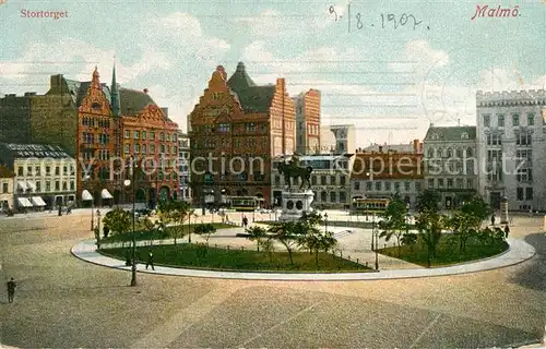 AK / Ansichtskarte Malmoe Stortorget Platz Denkmal Malmoe