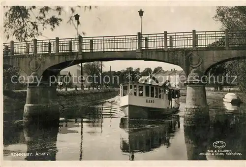 AK / Ansichtskarte Ronneby Ausflugsdampfer Fluss Ronnebyan Bruecke Ronneby