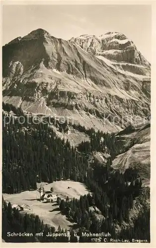 AK / Ansichtskarte Schroecken_Vorarlberg mit Jppenspann und Mohnenfluh Lechquellengebirge Fliegeraufnahme Schroecken Vorarlberg