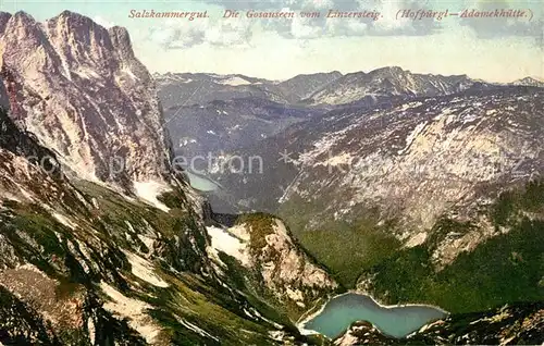 AK / Ansichtskarte Gosau_Oberoesterreich Gosauseen vom Linzersteig Bergseen Gebirgspanorama Alpen Gosau_Oberoesterreich