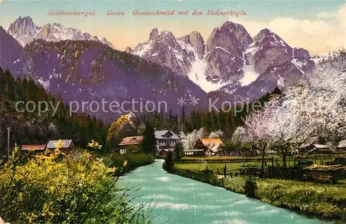 AK / Ansichtskarte Gosau_Oberoesterreich Gasthof Gosauschmied mit den Donnerkogln Gosau_Oberoesterreich