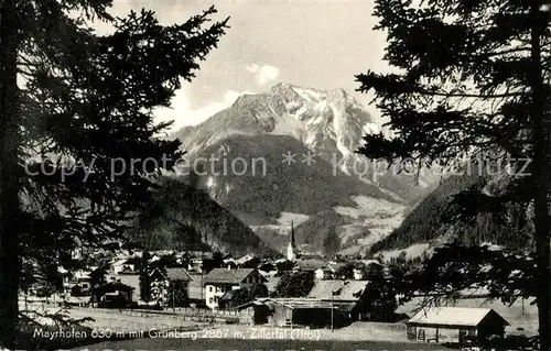 AK / Ansichtskarte Mayrhofen_Zillertal Panorama mit Blick zum Gruenberg Zillertaler Alpen Mayrhofen_Zillertal