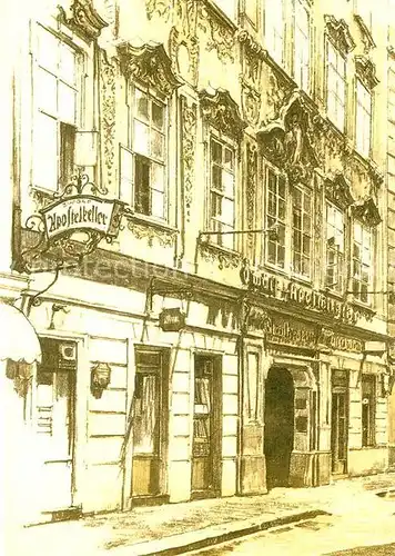 AK / Ansichtskarte Wien Zwoelf Apostelkeller Gaststaette Restaurant Barockfassade Kuenstlerkarte Wien