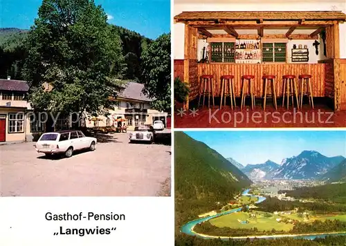 AK / Ansichtskarte Ebensee_Oberoesterreich Gasthof Pension Langwies Landschaftspanorama Alpen Ebensee_Oberoesterreich