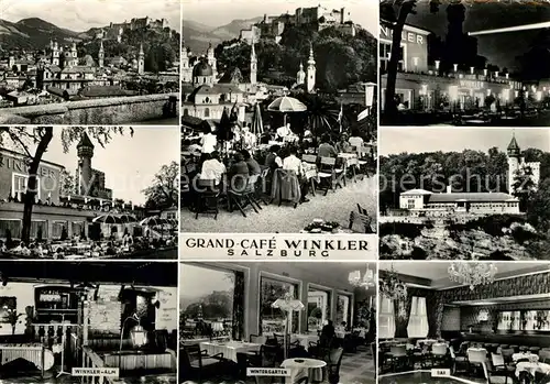 AK / Ansichtskarte Salzburg_Oesterreich Grand Cafe Winkler Stadtpanorama Festung Hohensalzburg Salzburg_Oesterreich