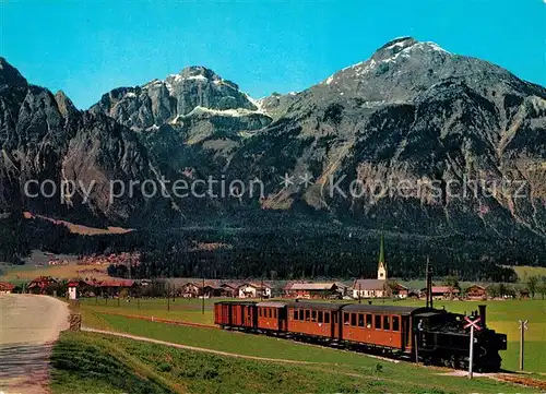 AK / Ansichtskarte Strass_Zillertal Zillertalbahn Dampflokomotive gegen Rofangebirge Strass_Zillertal