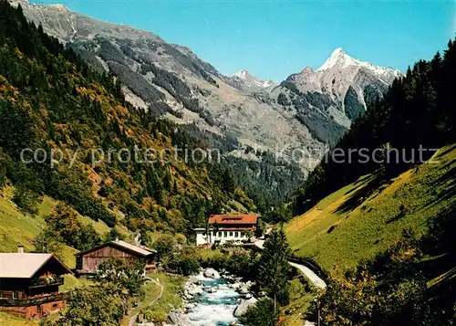 AK / Ansichtskarte Mayrhofen_Zillertal Alpenmotiv mit Gasthof Pension Zillergrund gegen Brandbergkolm Zillertaler Alpen Mayrhofen_Zillertal
