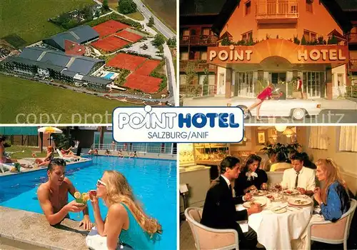 AK / Ansichtskarte Anif Point Hotel Restaurant Swimming Pool Tennisplaetze Fliegeraufnahme Anif