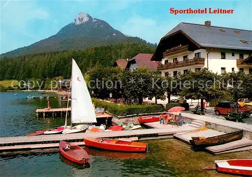 AK / Ansichtskarte Fuschl_See_Salzkammergut Sporthotel Leitner Bootssteg Fuschl_See_Salzkammergut