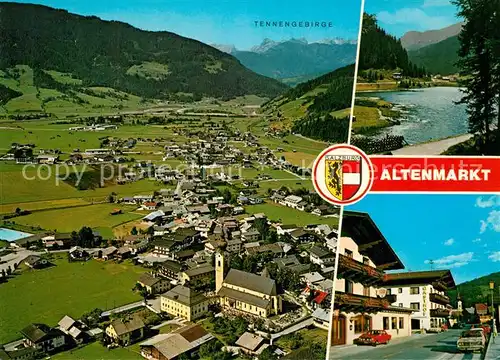 AK / Ansichtskarte Altenmarkt_Pongau Gesamtansicht mit Tennengebirge Fliegeraufnahme Zauchensee Hauptstrasse Altenmarkt Pongau