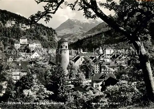 AK / Ansichtskarte Feldkirch_Vorarlberg Stadtbild mit Tuermen gegen Gurtisspitze Feldkirch Vorarlberg