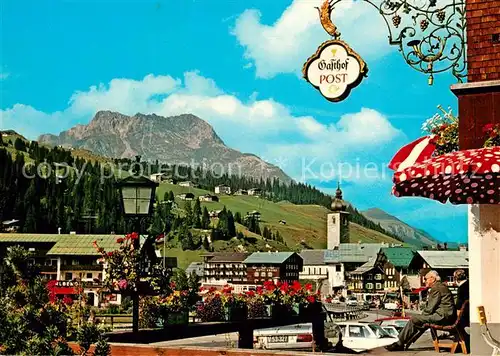 AK / Ansichtskarte Lech_Vorarlberg Romantik Hotel Gasthof Post Tuerschild Lech Vorarlberg