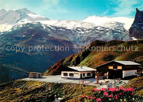 AK / Ansichtskarte Hintertux_Zillertal Gletscherbahn Bergstation mit Gefrorene Wandspitze Olperer Laermstange Zillertaler Alpen Hintertux_Zillertal