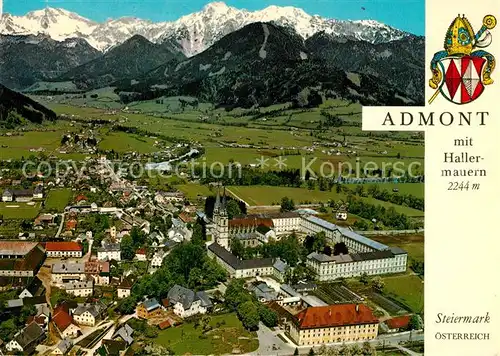 AK / Ansichtskarte Admont_Steiermark Sommerfrische Wintersportort Benediktinerstift Alpen Fliegeraufnahme Admont_Steiermark