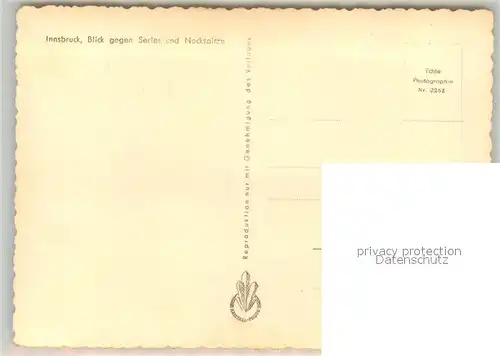 AK / Ansichtskarte Innsbruck Panorama Blick gegen Serles und Nockspitze Innsbruck